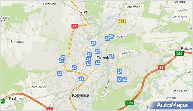 mapa Słupska, Słupsk na mapie Targeo
