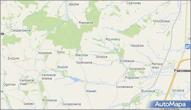 mapa Smolice gmina Pakosławice, Smolice gmina Pakosławice na mapie Targeo