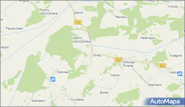 mapa Śniaty gmina Wielichowo, Śniaty gmina Wielichowo na mapie Targeo