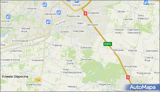 mapa Sołtyków gmina Skaryszew, Sołtyków gmina Skaryszew na mapie Targeo