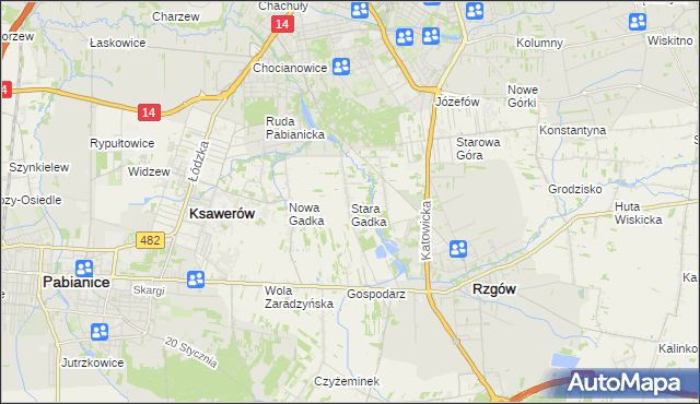 mapa Stara Gadka, Stara Gadka na mapie Targeo