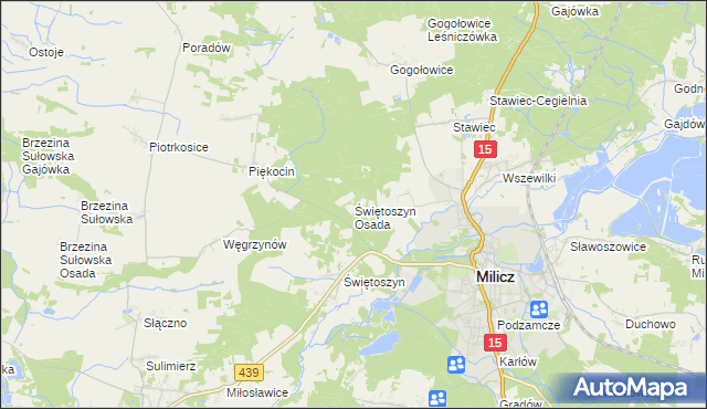 mapa Świętoszyn Osada, Świętoszyn Osada na mapie Targeo