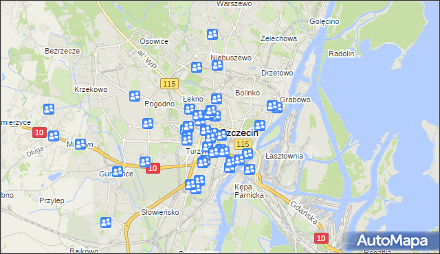 mapa Szczecina, Szczecin na mapie Targeo