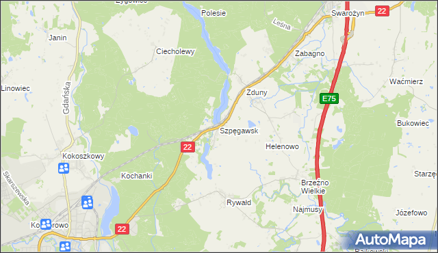 mapa Szpęgawsk, Szpęgawsk na mapie Targeo