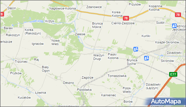mapa Warzyn Drugi, Warzyn Drugi na mapie Targeo