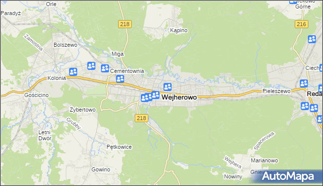 mapa Wejherowo, Wejherowo na mapie Targeo