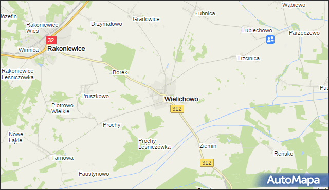 mapa Wielichowo powiat grodziski, Wielichowo powiat grodziski na mapie Targeo