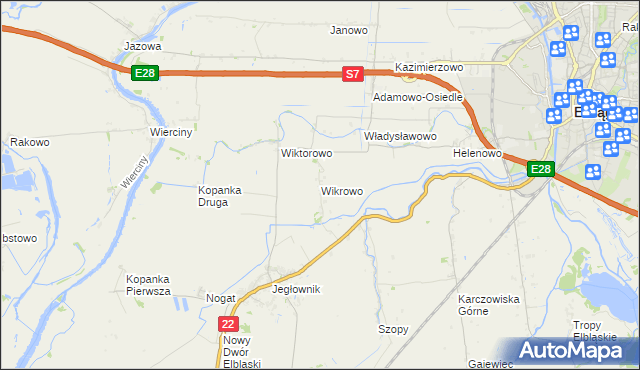 mapa Wikrowo gmina Gronowo Elbląskie, Wikrowo gmina Gronowo Elbląskie na mapie Targeo