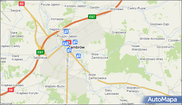 mapa Wola Zambrzycka, Wola Zambrzycka na mapie Targeo