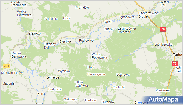 mapa Wólka Pętkowska, Wólka Pętkowska na mapie Targeo