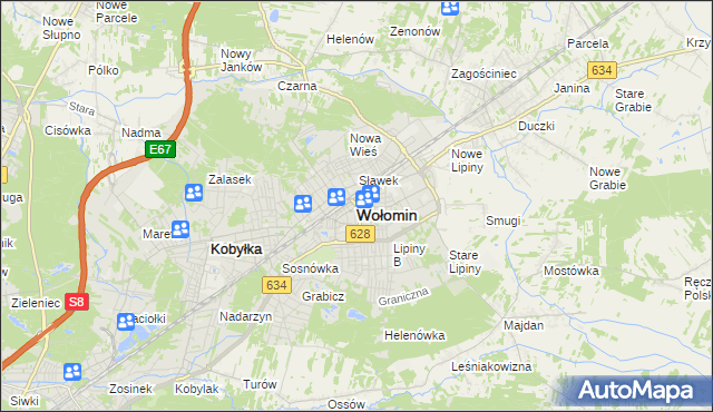 mapa Wołomin, Wołomin na mapie Targeo