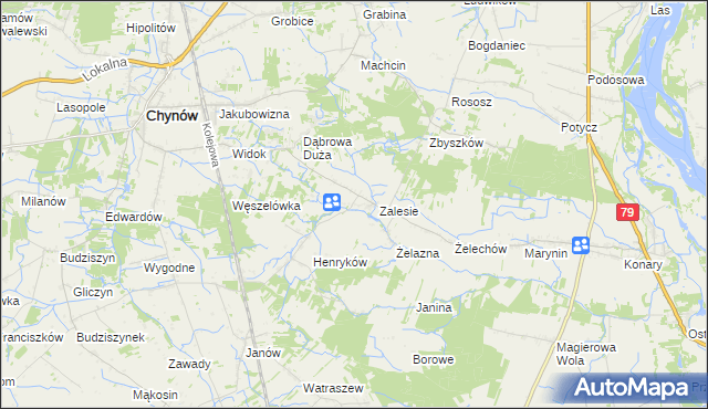 mapa Zadębie gmina Chynów, Zadębie gmina Chynów na mapie Targeo