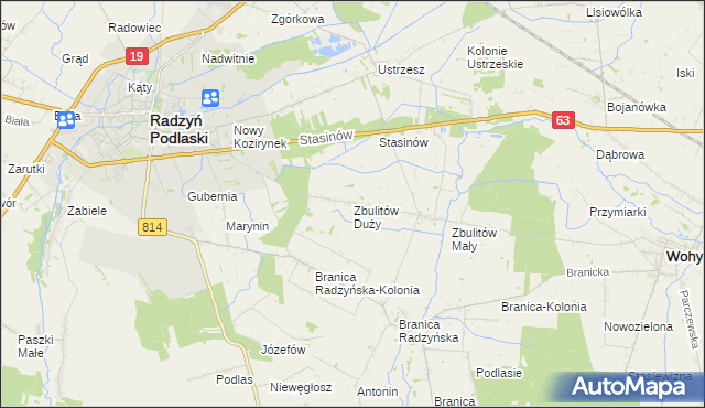 mapa Zbulitów Duży, Zbulitów Duży na mapie Targeo