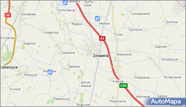 mapa Żórawina, Żórawina na mapie Targeo