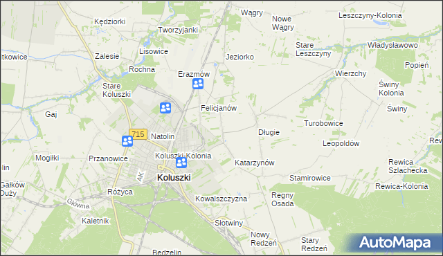 mapa Zygmuntów gmina Koluszki, Zygmuntów gmina Koluszki na mapie Targeo