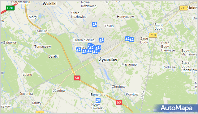 mapa Żyrardów, Żyrardów na mapie Targeo
