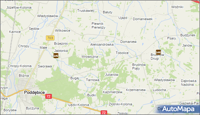 mapa Antoniew gmina Dalików, Antoniew gmina Dalików na mapie Targeo
