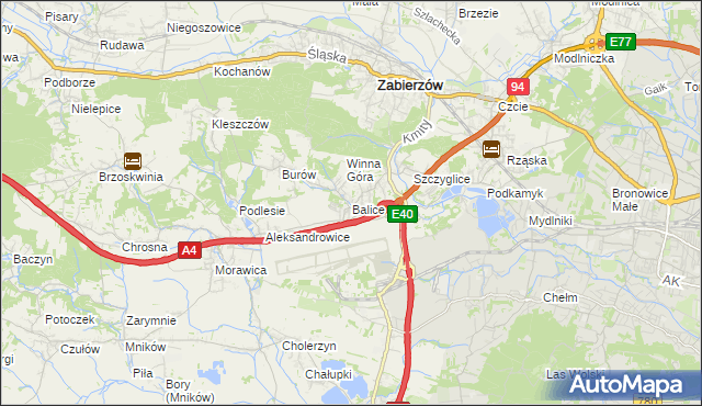 mapa Balice gmina Zabierzów, Balice gmina Zabierzów na mapie Targeo