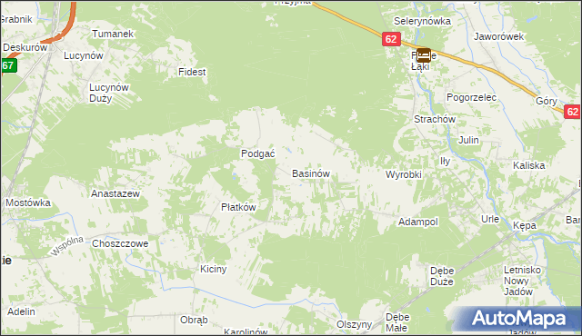 mapa Basinów gmina Zabrodzie, Basinów gmina Zabrodzie na mapie Targeo