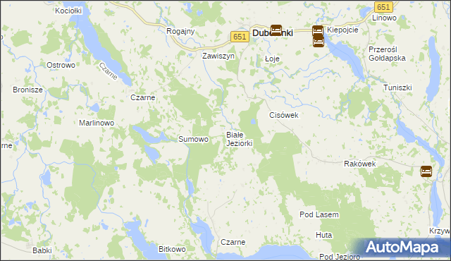 mapa Białe Jeziorki, Białe Jeziorki na mapie Targeo