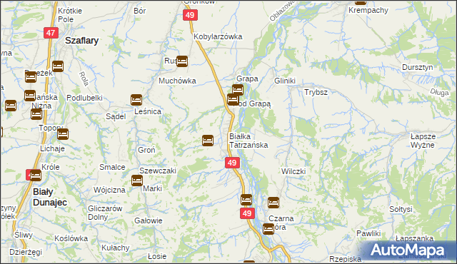 mapa Białka Tatrzańska, Białka Tatrzańska na mapie Targeo