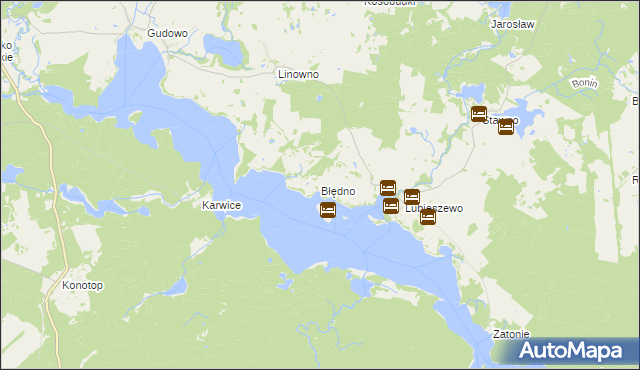 mapa Błędno gmina Złocieniec, Błędno gmina Złocieniec na mapie Targeo