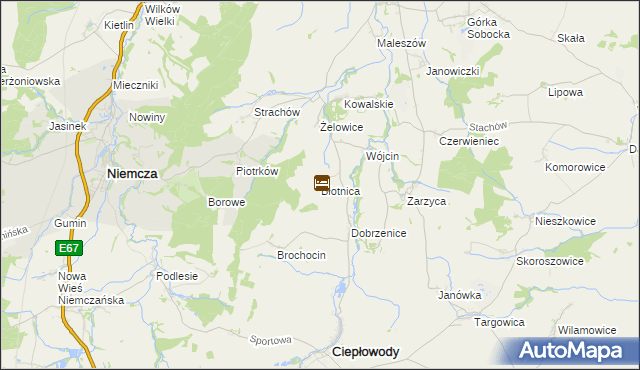 mapa Błotnica gmina Kondratowice, Błotnica gmina Kondratowice na mapie Targeo