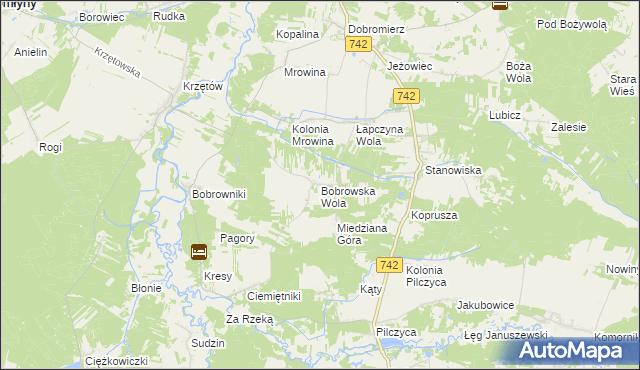 mapa Bobrowska Wola, Bobrowska Wola na mapie Targeo