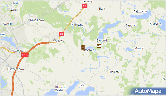 mapa Bogdany gmina Barczewo, Bogdany gmina Barczewo na mapie Targeo