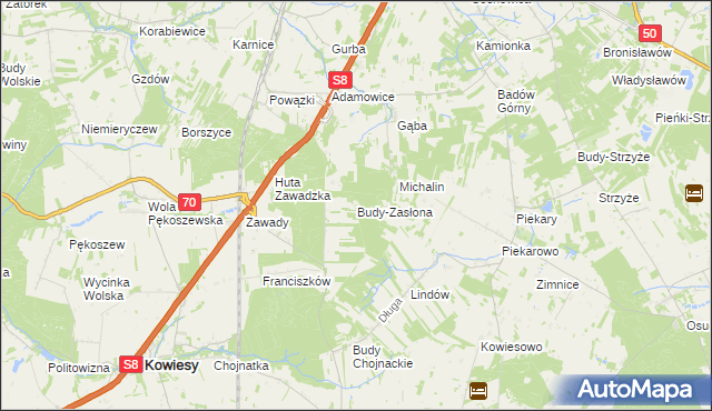 mapa Budy-Zasłona, Budy-Zasłona na mapie Targeo