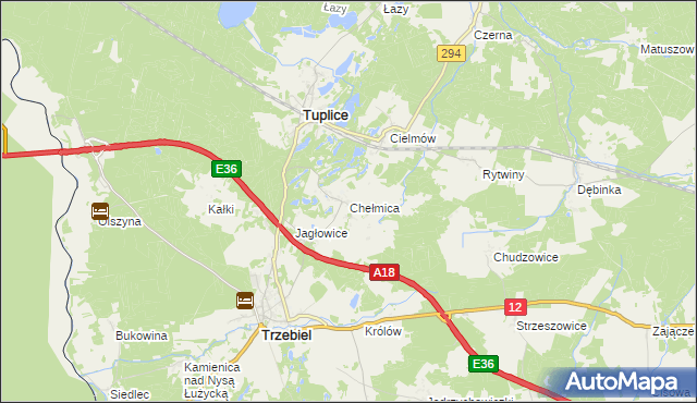 mapa Chełmica, Chełmica na mapie Targeo