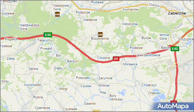 mapa Chrosna gmina Liszki, Chrosna gmina Liszki na mapie Targeo
