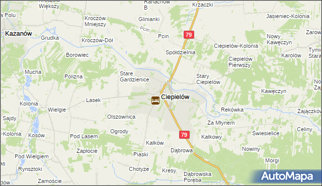 mapa Ciepielów powiat lipski, Ciepielów powiat lipski na mapie Targeo
