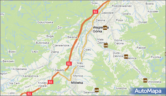 mapa Cisiec, Cisiec na mapie Targeo