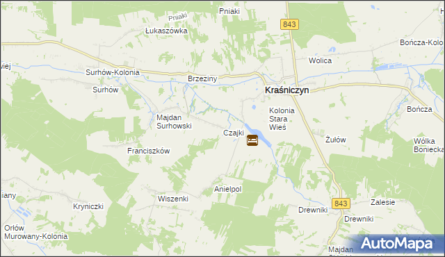 mapa Czajki gmina Kraśniczyn, Czajki gmina Kraśniczyn na mapie Targeo
