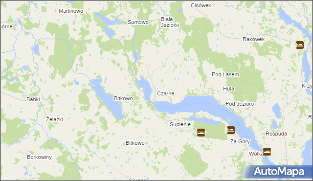 mapa Czarne gmina Filipów, Czarne gmina Filipów na mapie Targeo