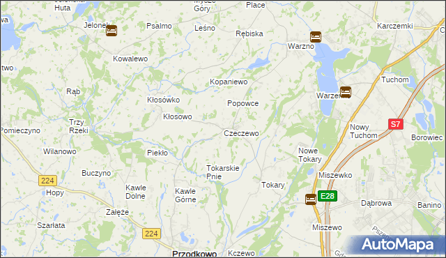mapa Czeczewo gmina Przodkowo, Czeczewo gmina Przodkowo na mapie Targeo