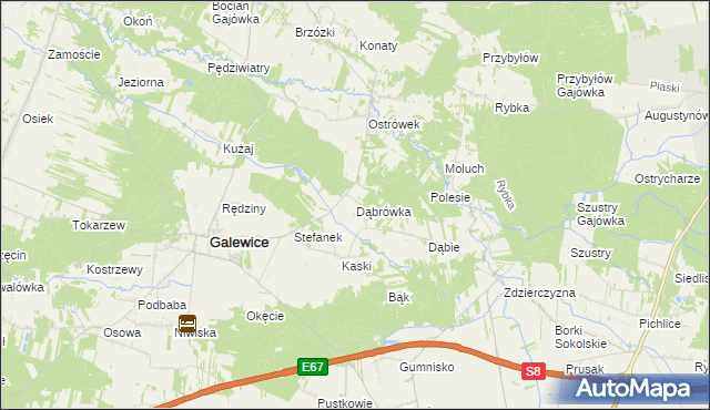 mapa Dąbrówka gmina Galewice, Dąbrówka gmina Galewice na mapie Targeo