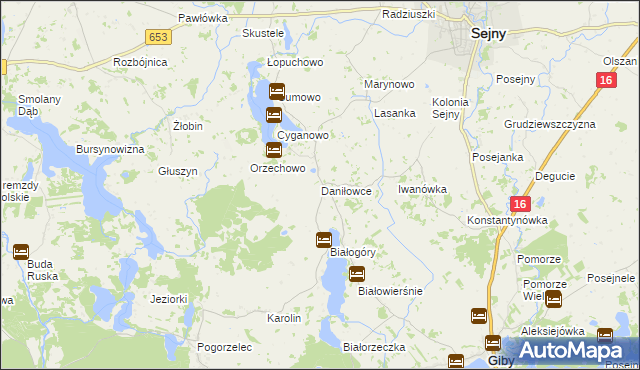 mapa Daniłowce, Daniłowce na mapie Targeo