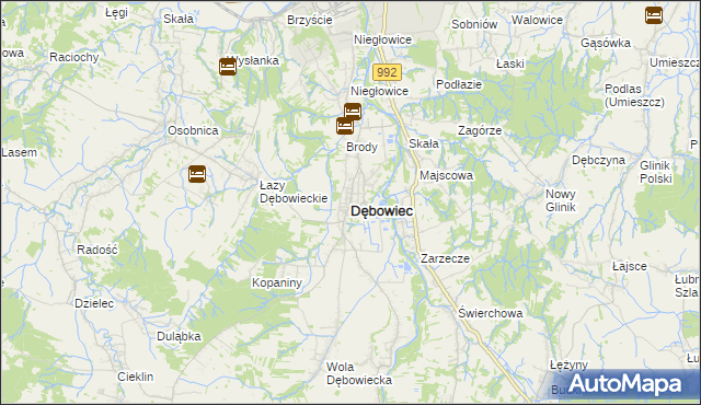 mapa Dębowiec powiat jasielski, Dębowiec powiat jasielski na mapie Targeo