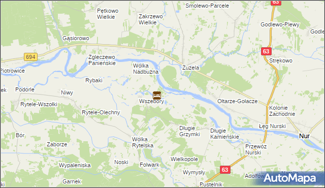 mapa Długie Grodzieckie, Długie Grodzieckie na mapie Targeo