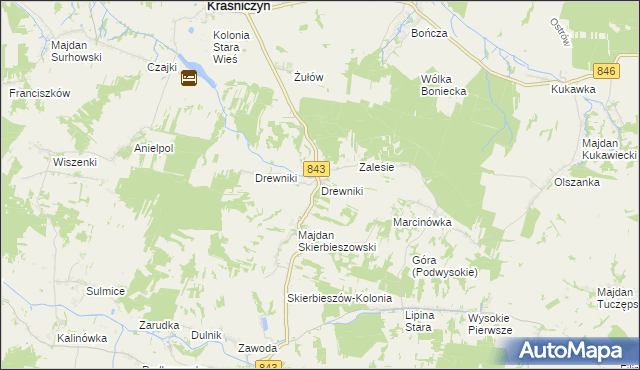 mapa Drewniki gmina Skierbieszów, Drewniki gmina Skierbieszów na mapie Targeo