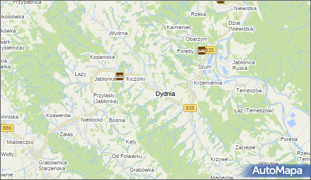mapa Dydnia, Dydnia na mapie Targeo
