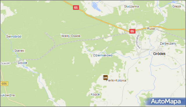 mapa Dzierniakowo, Dzierniakowo na mapie Targeo