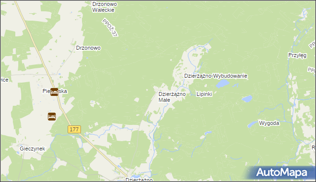 mapa Dzierżążno Małe, Dzierżążno Małe na mapie Targeo