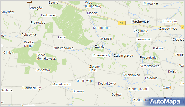 mapa Dziewięcioły, Dziewięcioły na mapie Targeo