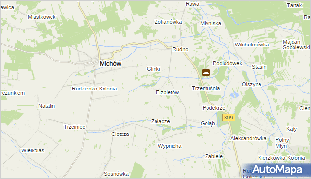 mapa Elżbietów gmina Michów, Elżbietów gmina Michów na mapie Targeo