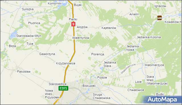 mapa Florencja gmina Iłża, Florencja gmina Iłża na mapie Targeo