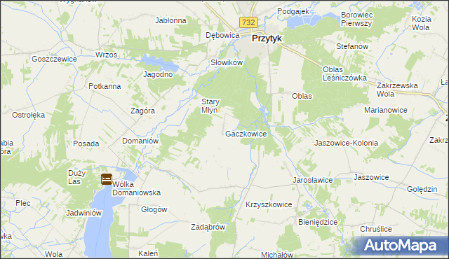 mapa Gaczkowice, Gaczkowice na mapie Targeo