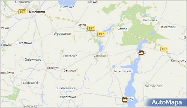 mapa Głębokie gmina Kiszkowo, Głębokie gmina Kiszkowo na mapie Targeo